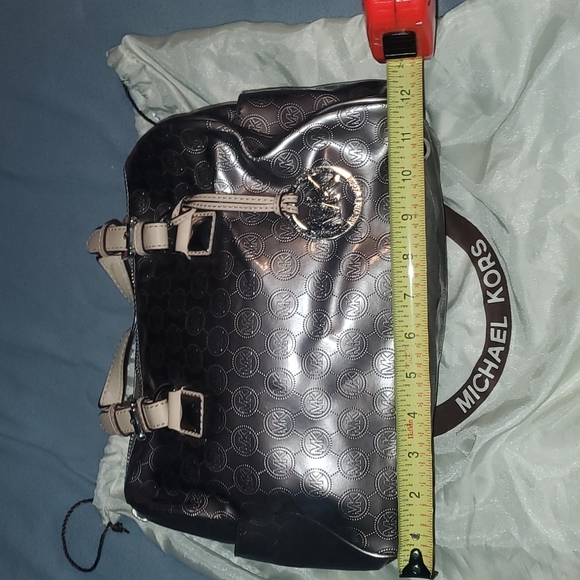 Michael Kors metallic purse, pewter, silver & cream....